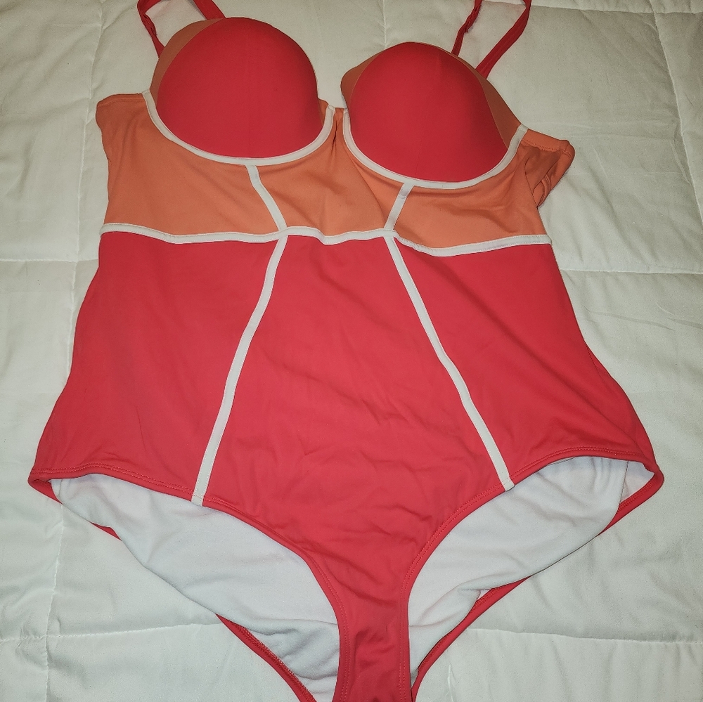 Torrid Peach/Orange Colorblock Swimsuit